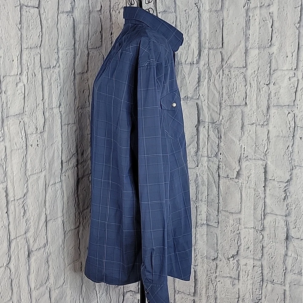 BANANA REPUBLIC Blue Striped‎ Western Shirt Large 16/16 1/2